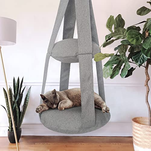 Johnear Katze Hängematte Doppelschichtige hängende Schaukel Katze Hängematte Bett Kissen, Katzensitz Haustier Bett für Kätzchen,Welpe oder kleine Haustier Indoor schlafen, abnehmbar und waschbar