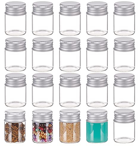 BENECREAT 20 paquet de 15 ml/0.5 oz Minuscules Bouteilles en Verre Flacons D'Échantillons Bouteilles en Verre avec Couvercles à Vis en Aluminium pour Bijoux à Bricoler Soi-Même Accessoires Faveurs
