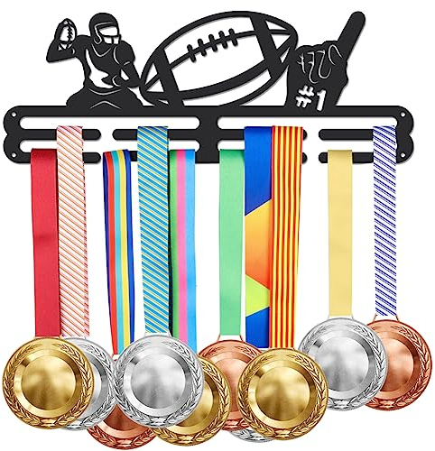 SUPERDANT America Football Medaillenaufhänger Nr. 1 Regal Auszeichnungen Bandhalter Medaillenhaken Wandregal Rahmen Präsentationsständer Für 40 Medaillen Sportlergeschenk