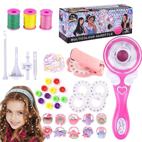 Hair Bedazzler Kit,Mein HERZ Hair Braiding Machine Haarflechtmaschine Mädchen Automatic Hair Braider Glitzersteine Haare Haarflechter Maschine Kinder Haarstyling-Werkzeug mit Diamond