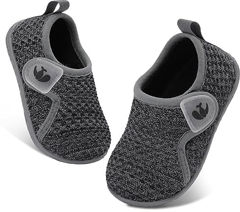 FEETCITY Baby First Walking Shoes Boys Girls Canvas Shoes Anti-Slip Star Sneaker Crib Shoes Dark Grey