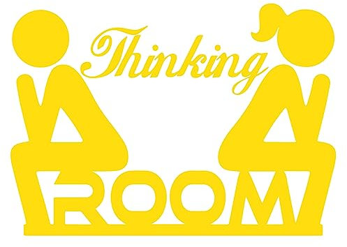 Pegatina vinilo 14x10cm para puerta lavabo Thinking room (Blanco mate)