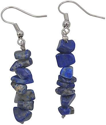 CuLtP Lange Kiesperlen-Anhänger, Baumelnde Hakenohrringe, Lapislazuli-Tropfenohrringe, Reiki-Balance-Kristall-Ohrringe, Edelstein-Yoga-Schmuck Für Frauen, Mädchen, Ehefrau, Geschenk