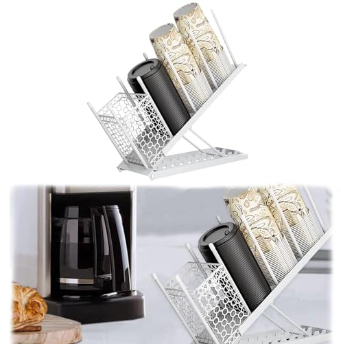 Porte-gobelet et couvercle, distributeur de tasse à café jetable à 4 compartiments, distributeur de gobelets en papier, support de rangement pour Comptoir De Bar À Café