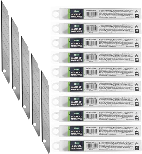 D.RECT - Lame de Cutter 9 mm - Lames de Rechange pour Couteaux - 100 x Lames Cassables et Interchangeables