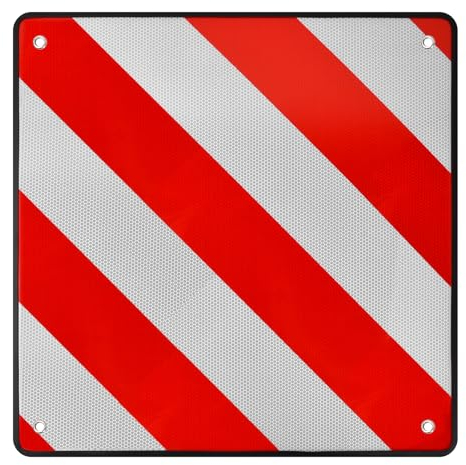 2 in 1 Panneau de Signalisation Réfléchissante, 50x50cm Panneau d'Avertissement Rouge Blanc 2 en 1 Italie Espagne Portugal pour Cale Camping Car, Porte Velo, Remorque Arrière, Caravane