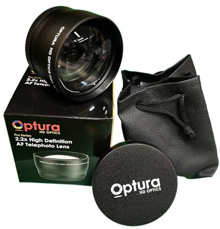 Lente teleobjetivo OPTURA HD OPTICS 2.2X de 58 mm para cámaras Canon Rebel T3, T3i, T5, T5i, T6, T6i, T7i, EOS, 80D, EOS 77D con Canon EF-S 18-55 mm f/3.5-5.6 is II, es lente STM