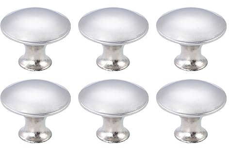 LYITZW 6 Pezzi Pomolo per Mobile Rotondo Pomelli per Porta 27mm Maniglia per Armadietto con Viti per Porte Armadietti Cassetti e Guardaroba Accessori Mobili Spazzolato