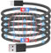 fabUK Fast Magnetic USB A to USB C Charging Cable, Compatible for Samsung Galaxy, iPhone 15 Pro Max and Other Equipments, Retractable Magnetic Charger and USB C Cable - Black