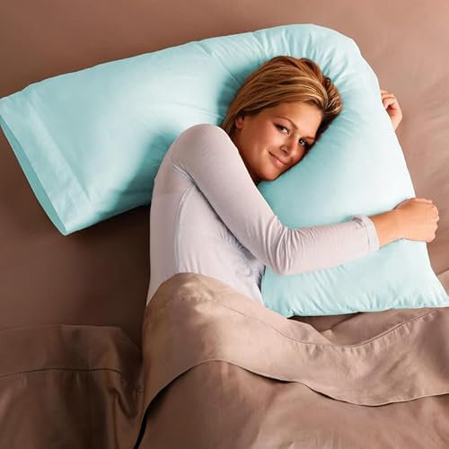 Adam Home V Pillow with Duckegg Pillowcase Extra Filled Hollow Fiber for Neck Support, Orthopedic, Maternity Pregnancy & Nursing Super Soft & Comfortable V shaped Pillow with Pillowcase
