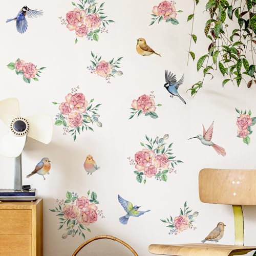 Wall Stickers for Bedrooms - Wall Decals Removable Green Leaves Wall Stickers Plants Wall Decals Wall Art Bedroom Living Room 1825