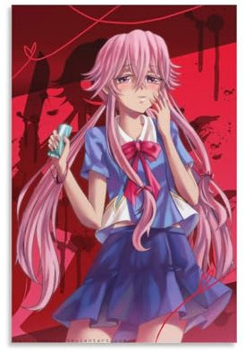 REDCHAMBER Japan Action Mystery Manga-Serie, Zukunftstagebuch, Charakter Gasai Yuno, Anime-Poster, Kunstdruck, Poster, Wandkunst, Malerei, Leinwand-Dekor, Heimposter, 30 x 45 cm