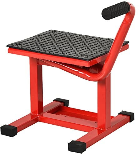 HOMCOM Support Universel de Moto réglable cric hydraulique lève Moto béquille d'atelier Stand Moto Tout-Terrain Moto Cross supermotard Rouge