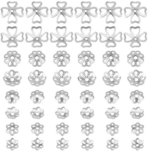 PH PandaHall 48pcs Capuchons de Perles en Argent Sterling 925 4 embout de Perle de Style Fleur Embouts de Perles Embouts de Breloques en Filigrane pour Bijoux de Bracelets de Colliers