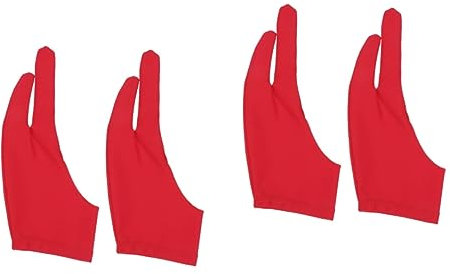 FRCOLOR 4 Pcs Artist Gloves Two Finger Curved Digital Art Glove Drawing Glove 2 Finger Gloves Graphic Tablet Glove Artist Drawing Two Finger Glove Pen Display Glove Red
