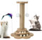 Rascador para gatos de 40 cm de alto, con juguetes interactivos y 4 muelles para interacciones divertidas
