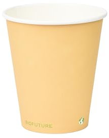 BIOFUTURE Disposable Paper Cups – 100% Compostable & Biodegradable 6 Ounce Party Cups for Weddings, Birthdays & Events, Sustainable Cold Drink Party Supplies – 50 Pack, Sand, 6oz