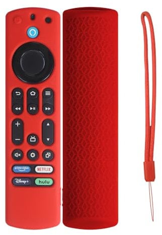 Silicone Remote Controller Protective Cases For Fire TV 4K Stick Max Remote Control Protective Covers Sleeve Replacement Silicone Sleeve Skin Holder Protector (Red)