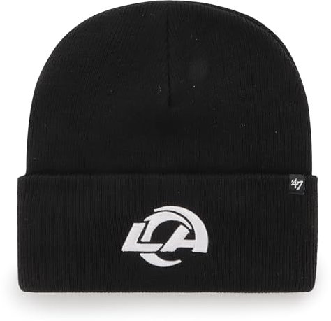 '47 NFL Los Angeles Rams Unisex Cuff Knit, Beanie, Team Logo, Farbe Schwarz