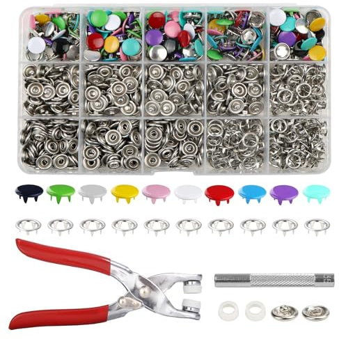 TAIANJI Druckknopf, 770 Stück Metall Druckknöpfe Set mit Zange 9.5 mm Metallknöpfe, Nähfrei Jersey Druckknöpfe für DIY Nähen Kleidung Reparaturen, 10 Farben