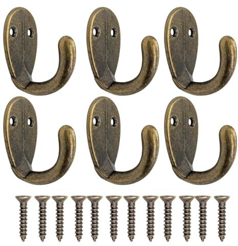 6 Piezas Ganchos Antiguos para Guardarropa, Mini Ganchos de Hierro para Decoración, Ganchos de Sombrero, Ganchos de Hierro, Estilo Vintage, para Colgar Abrigos, Bufandas, Toallas, Llaves, Sombreros