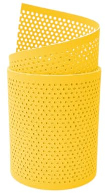 zaun|zu® Premium Sichtschutzstreifen GELOCHT | genarbte Oberfläche | 20% Lochmuster | PP für Doppelstabmatten | Sichtschutz Rolle | Polypropylen | Zaunblende | Made in Germany Gelb 2,55m