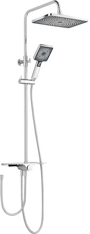 SCHÖNER WOHNEN-Kollektion Duschsystem VERINA mit Ablage, Chrom, Duschstange mit Regendusche