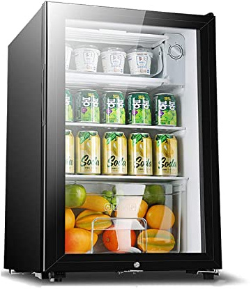 IUBGFTO Wine Cooler Cabinet Beverage Refrigerator Small Mini Wine Cellar Clear Front Glass Door Fridge Adjust Temperature Quiet Freestanding and Built in Style
