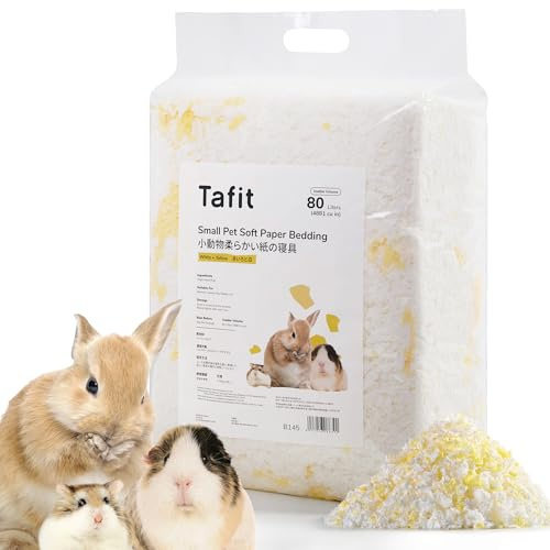 tafit Soft Natural Paper Bedding for Small Animals, 80 L, 1.8 kg, Yellow | 99% dust‑free, soft & cozy bedding with odour control for hamsters, guinea pigs, rabbits & other small animals