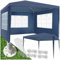 tectake® Pavillon 3x3 m mit verstärktem Gestell, Zelt groß, wasserdicht, Gartenpavillon, Partyzelt, Event Shelter, Festzelt, Gartenpavillon 3x3 m mit 3 Seitenwänden mit Fenstern, inkl. Heringe - blau