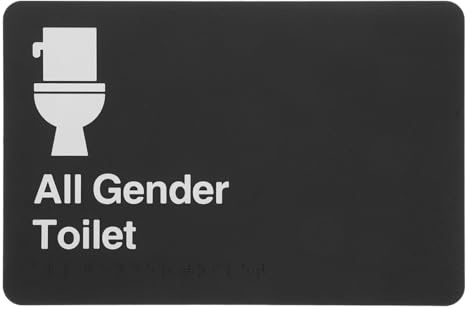 TOPPERFUN All Gender Restroom Sign with Braille for Business High Visibility Unisex Bathroom Signage Easy Installation Indoor Outdoor Toilet Door Sign