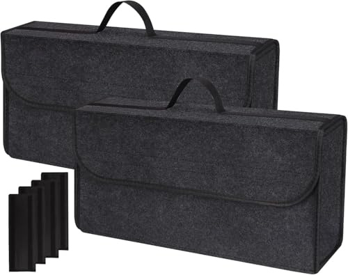 Einesin Upgraded Kofferraumtasche Toolbag mit verstärkten Seitenwänden, Nadelfilz Kofferraum-Organizer, Autotasche, Aufbewahrungstasche, Kofferraum-Toolbag (50 x15x25CM-2PCS-Upgraded)