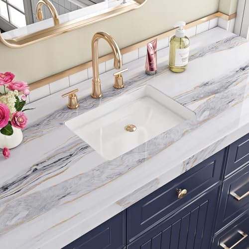 ReWallpaper Carta Adesiva per Pareti Marmo Bianco Grigio 40CMx7M Lavabile Rivestimento Top Cucina Effetto Marmo Lucido Grigio Vinile Pellicola Autoadesiva per Porte Armadio Rimovibile