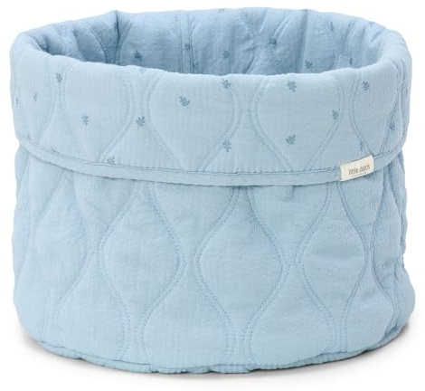 Little Dutch Wickeltischkörbchen Körbchen Korb Utensilo Organizer für den Wickeltisch Baby Rund Denim Blue blau - Pure
