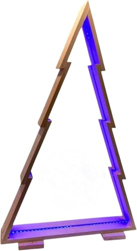 WEECO Holz Weihnachtsbaum mit RGB LED Beleuchtung, 113 cm, Naturholz, Fernbedienung, Farbwechselnde Lichter, Skandinavischer Stil, Moderne Dekoration