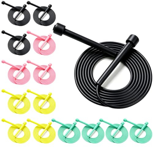 15Pcs Adjustable Skipping Rope, Jump Rope for Adults, 8.7FT | Non Slip Handle, Lightweight 65g, for Fitness Weight Loss and Outdoor Activity Game