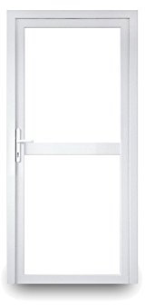 Nebeneingangstür - Klarglas oben und unten mit Mittelbalken - 2-fach-Verglasung - 60mm Profil - außen Knauf - BxH: 900x1800 - DIN Rechts