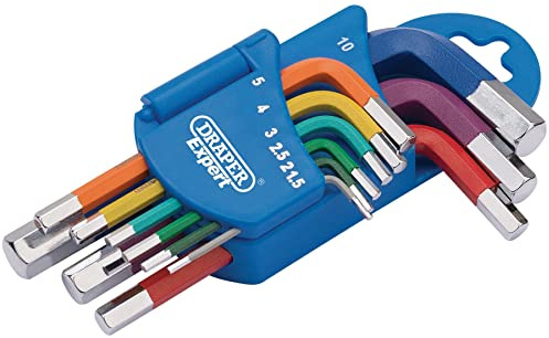 Draper 66126 Metric Coloured Short Arm Hexagon 9 Piece Key Set