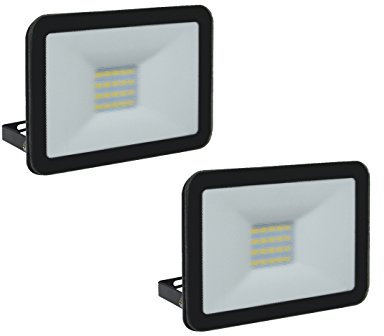 2er Set ELRO 20W LED Strahler Metall schwarz mit Befestigungsbügel, IP65, Fassadenbeleuchtung Fluter