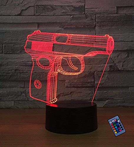 Optische Täuschung 3D Pistole Nacht Licht 16 Farben Andern Sich Fernbedienung USB-Strom Touch Schalter Dekor Lampe LED Lampe Tisch Kinder Brithday weihnachten Geschenk