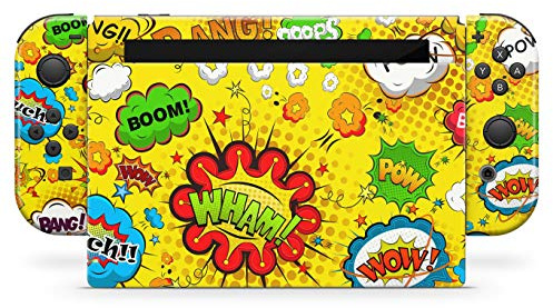 Skins4u Aufkleber Design Schutzfolie Vinyl Skin kompatibel mit Nintendo Switch Konsole & Controller Comics Yellow