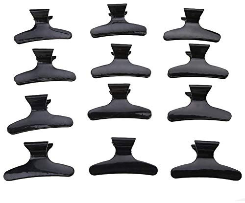 12pcs salon de coiffure clips papillon cheveux style section pinces coupe de cheveux grip noir durable et utile