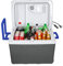 K-box Glacière électrique et réchauffeur avec roues pour voiture et maison – 45 litres – 1,8 m. Câbles extra longs double 110 V AC maison et prises de véhicule 12 V CC (gris blanc bleu)