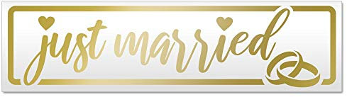 Kiwistar Magnetschild Just Married Ringe Hochzeit - 30cm Gold - magnetisch für Auto PKW Kfz - wiederverwendbares Hinweisschild aus Magnetfolie - für Fahrzeug, Truck