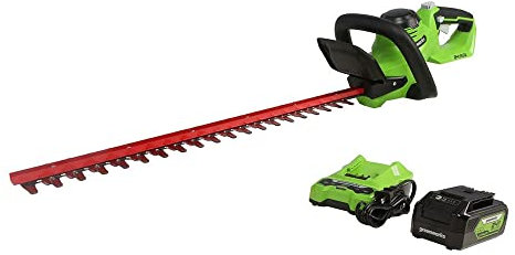 Greenworks 24V 22 (Laser Cut) Hedge Trimmer, 4Ah USB Battery and Charger Included HT24B414