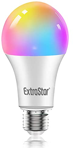 EXTRASTAR Bombilla Alexa LED Intelligente E27, 15W, 1400lm, Regulable Multicolor + Luz Cálida o Blanca, 16 Millones de Colores, Funciona con Alexa y Google Home, 1 Pack