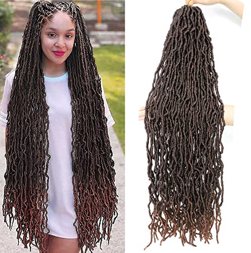Faux Locs Crochet Hair Soft Locs Crochet Hair Pre Looped Goddess Locs Crochet Braids Hair Extensions for Women (91.44 cm (Lot de 8), 1B/30#)