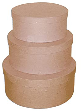 INNSPIRO Set mit 3 runden Pappmaché-Boxen 18, 21 und 24 cm, Basteln, kreative Aktivitäten und Geschenke, zum Personalisieren und Dekorieren.