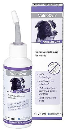 Alfavet VulnoCyn Präputialspüllösung - Vorhautspülung für Rüden, 75 ml | pH-neutrale Spüllösung gegen Bakterien, Viren und Pilze - Ohne Alkohol und Antibiotika - Reinigt schmerzfrei