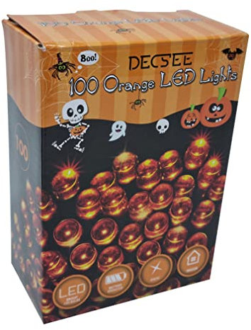 Decsee ORANGE Halloween 100 LED Lights BATTERY OPERATED Christmas FAIRY LIGHTS INDOOR Display